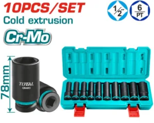 10 Pcs 1/2" deep impact socket set